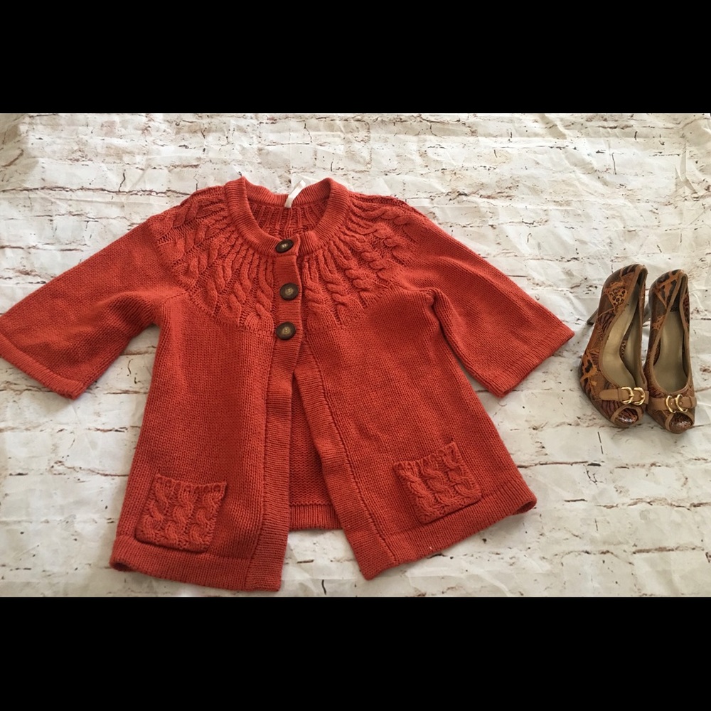 Leo & Nicole Orange Short Sleeve Cardigan Size M